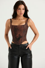 antique copper satin longline corset
