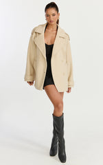 Saskia Coat - Double Breasted Short Wool Like Coat in Cream