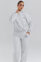 light grey marl cotton fleece-back hoodie
