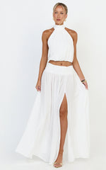 Melanie Maxi Skirt - Gathered Yoke Skirt in Cream