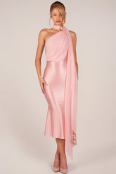 Scarf-Detail Midaxi Dress in Blush