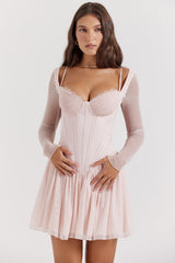 soft peach corset mini dress