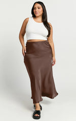 Amari Maxi Skirt - High Waisted Bias Cut Skirt in Chocolate