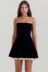 black velvet strapless dress