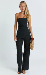 Paula Top - Strapless Asymmetrical Gathered Top in Black