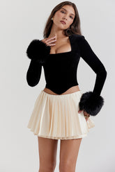 ivory pleated mini skirt