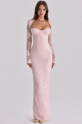 pink lace maxi dress