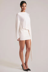 Draped Cape Mini Dress in Vanilla
