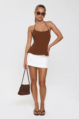Modern Preppy Tailored Halter Top Brown