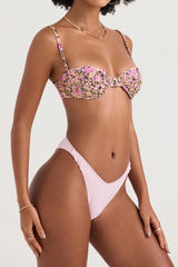 olive floral underwired bikini top