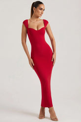 Sweetheart Neckline Maxi Dress in Red