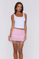 Sunset Twirl Embellished Mini Skirt Pink