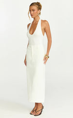 Alanna Midi Skirt - High Waisted Back Split Pencil Skirt in White