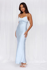 The Samara Satin Maxi Dress Blue