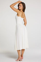Modal Lace-Trim Midaxi Dress in White