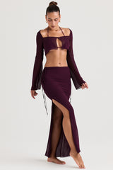 prune cutout maxi skirt