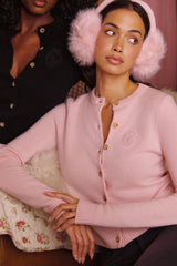 pink cashmere + wool cardigan