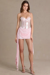 Embellished Lace Corset Mini Dress in Blossom