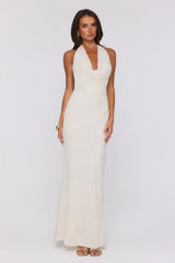 Bling It Babe Halter Maxi Dress Cream