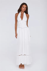 Pastel Promises Halter Maxi Dress White