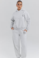 light grey marl cotton fleece-back hoodie