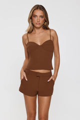 Classic Power Tailored Top Brown