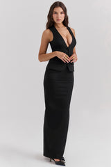 black twill maxi skirt