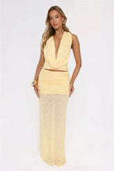 Hola Chica Cowl Neck Knit Top Yellow
