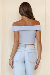 BASE Luxe Rib Off Shoulder Top Blue
