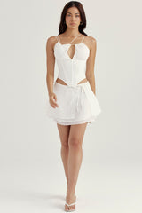 white chiffon strappy corset