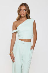 The Edit Tailored Off Shoulder Crop Top Mint