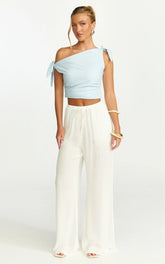 Makenna Pants - Wide Leg Crinkle Pants in White