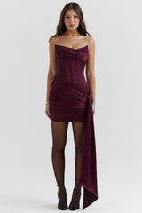 mulberry strapless corset dress