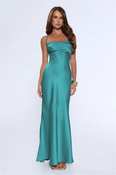 Evening Energy Satin Maxi Dress Green