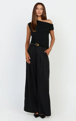 Marilou Top - Knit Off Shoulder Top in Black