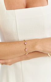 Britt Bracelet - Multi Clover Bracelet in Gold/Pink