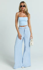 Delphine Top - Strap Straight Neck Top in Baby Blue