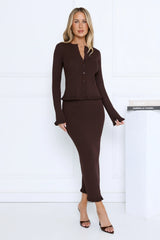 After Dark Charm Long Sleeve Top Brown