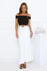 Daydreamer Ribbed Off-Shoulder Crop Top Black