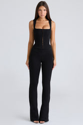black stretch trousers