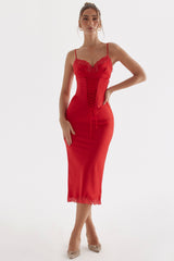red rose satin slip dress