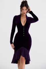 dark purple velvet corset dress