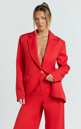 Selena Blazer - Oversized Single Breasted Blazer in Red