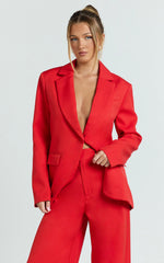 Selena Blazer - Oversized Single Breasted Blazer in Red