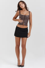 brown vegan leather corset