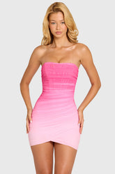 Mesh Bodycon Mini Dress in Pink Ombre