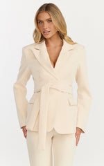Ivy Blazer - Belted Tie Waist Blazer in Cream