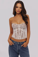 white lace boned corset top