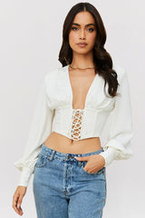 white lace up corset