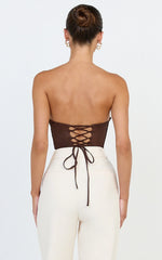 Brigitte Bodysuit - Sweetheart Paneled Bodysuit in Chocolate